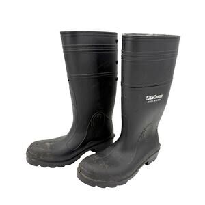 LaCrosse black Rubber Work Boots men's size 10 shoes 14" tall shaft USA pull on